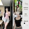 Áo thun nữ cổ U Talaa AT004 chất thun zip co giãn 4 chiều, form ôm tôn dáng phong cách Hàn Quốc