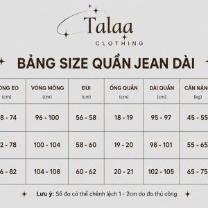 bảng size quần dài