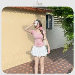 Áo thun nữ cổ U Talaa AT004 chất thun zip co giãn 4 chiều, form ôm tôn dáng phong cách Hàn Quốc