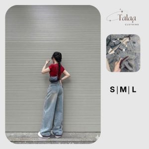 Suông Jeans Cạp Cao