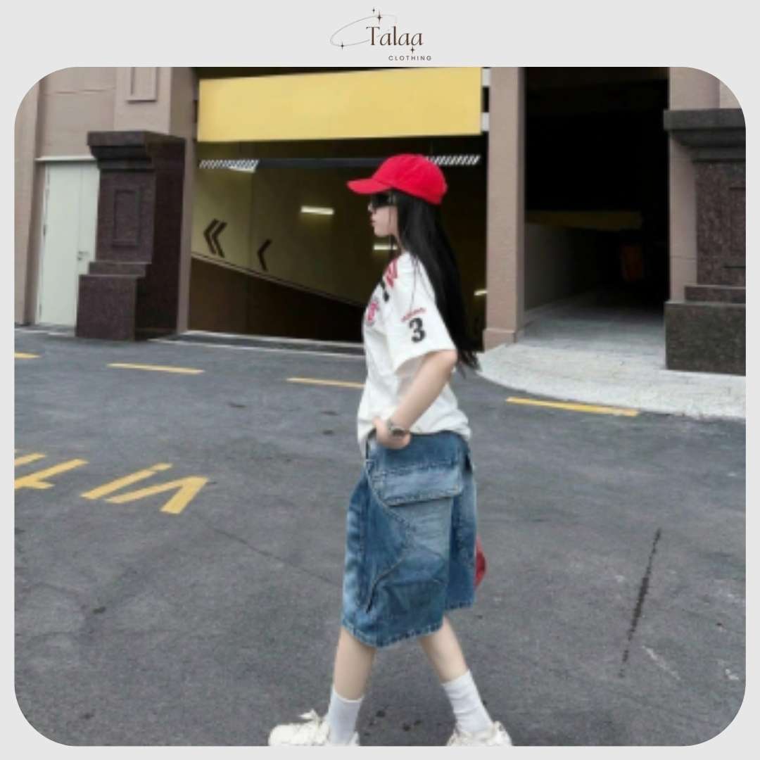 Quần Jean Ngố Nữ Ống Rộng Talaa TL026 - Baggy Y2K Xanh Jean Đậm, Size S M L - Ảnh 8