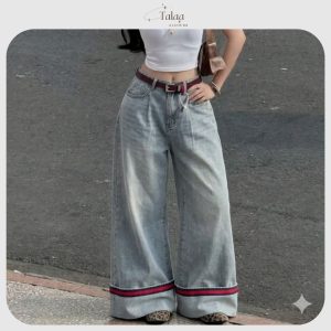 Suông Jeans Cạp Cao
