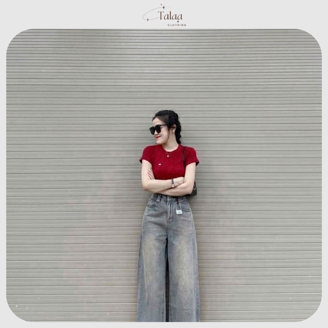 Suông Jeans Cạp Cao